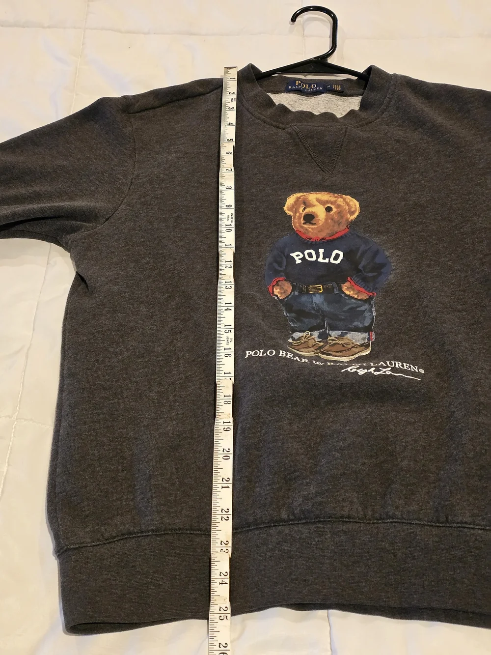 Polo by Ralph Lauren Charcoal Crewneck Sweatshirt with Polo Bear Graphic